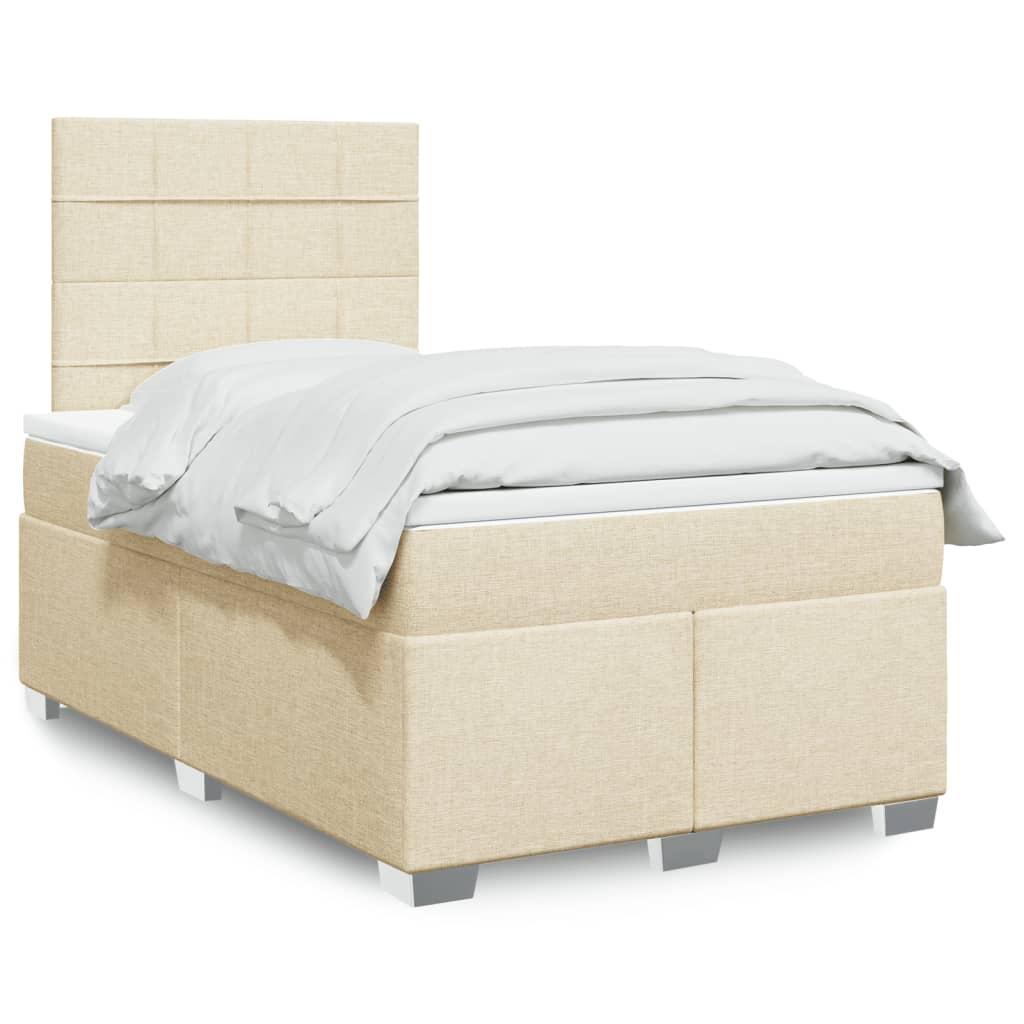 Kontinentalseng Med Madras Stof Farvet Creme - Blok med firkanter / 120 x 200 cm