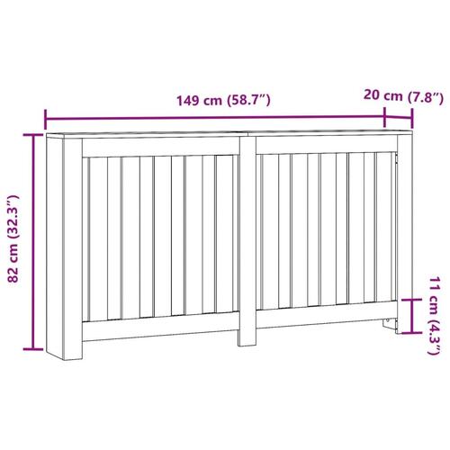 Radiatorskjuler 149x20x82 cm konstrueret træ røget egetræsfarve