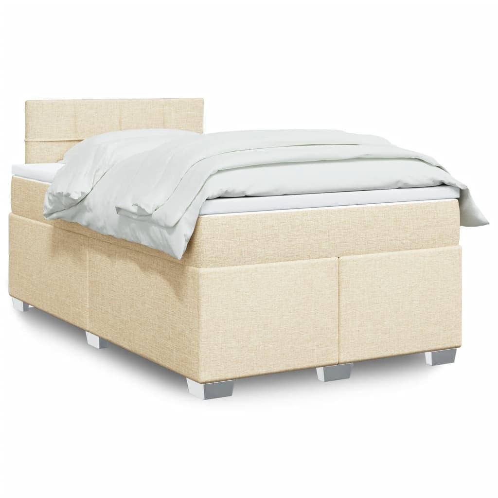 Kontinentalseng Med Madras Stof Farvet Creme - Blok med firkanter / 120 x 190 cm