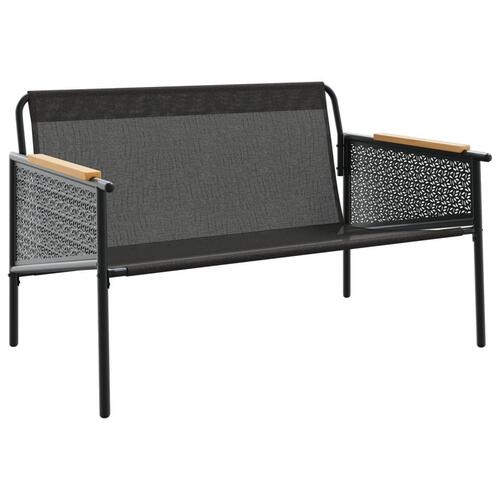 Havebænk med hynder 116 cm stål sort