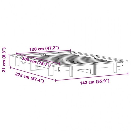 Sengeramme uden madras 120 x 200 cm i massivt fyrretræ