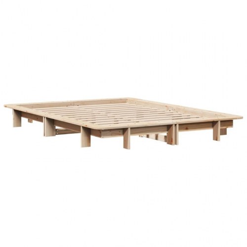 Sengeramme uden madras 135x190 cm massivt fyrretræ hvid