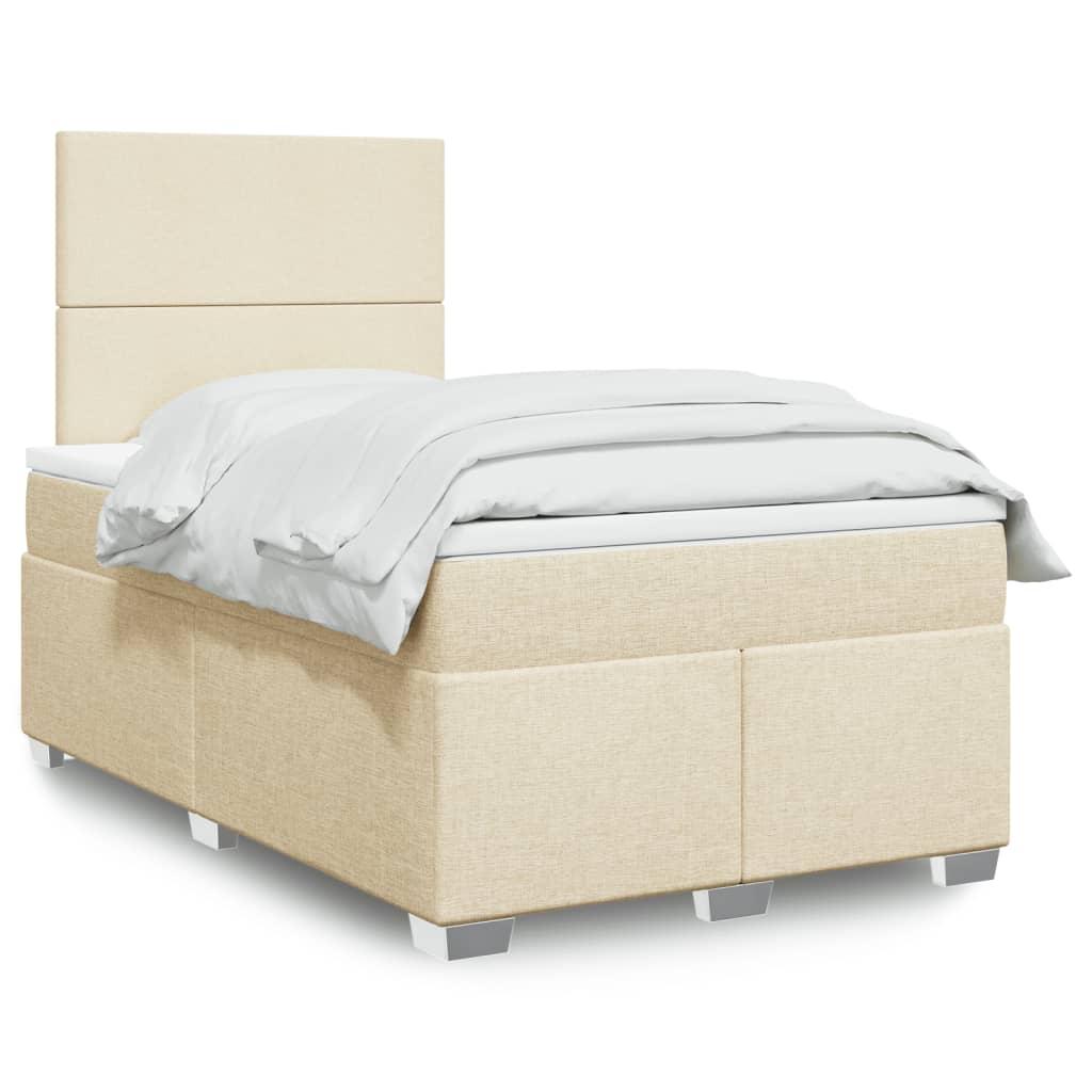 Kontinentalseng Med Madras Stof Farvet Creme - Med ensartet mønster / 120 x 190 cm