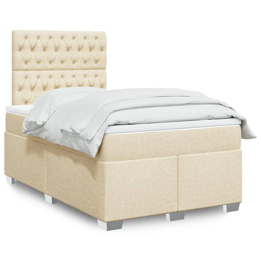Kontinentalseng Med Madras Stof Farvet Creme - Med pynteknapper / 120 x 200 cm