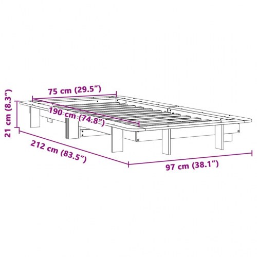 Sengeramme i massivt fyrretræ 75 x 190 cm - gyldenbrun
