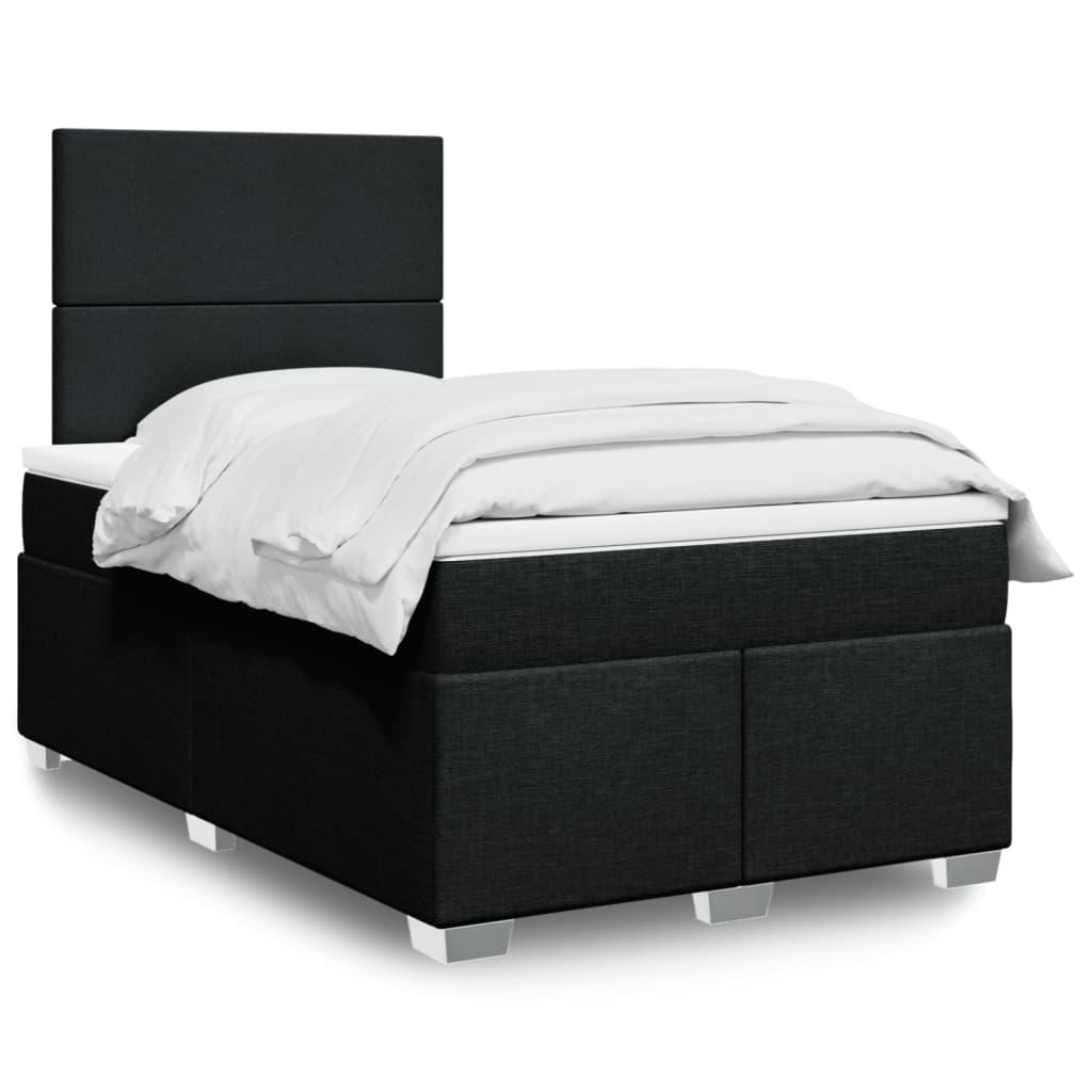 Kontinentalseng med madras og LED 120x190 cm - sort stof