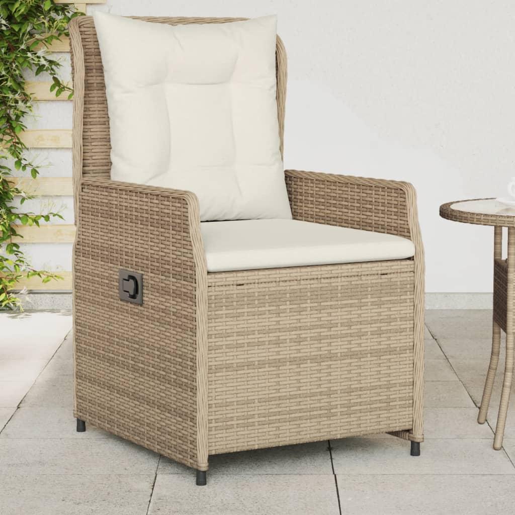 Havestole 2 stk. med lænefunktion polyrattan beige billede
