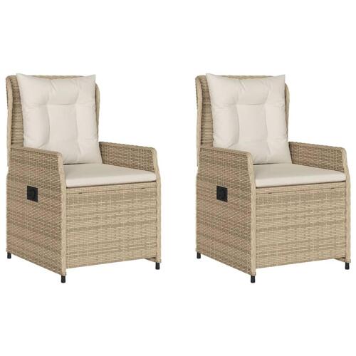 Havestole 2 stk. med lænefunktion polyrattan beige