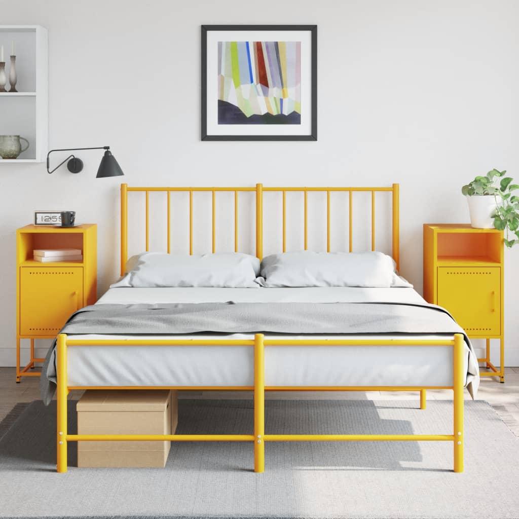 Sengeborde 2 stk. i stål - 36×39×78 cm, sennepsgul
