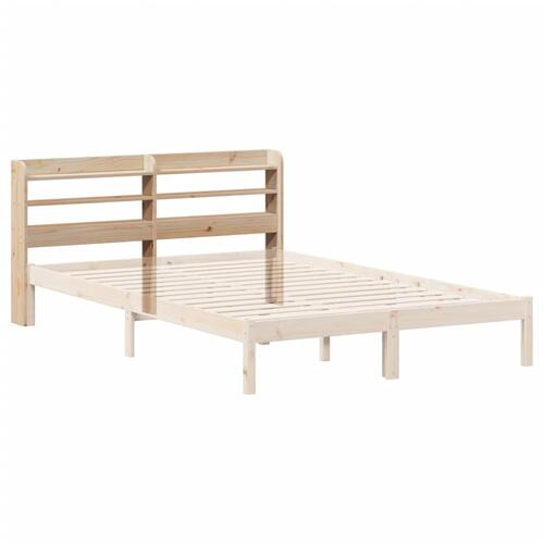 Sengegavl med hylder 140 cm massivt fyrretræ