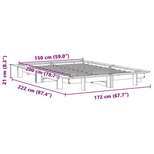 Sengeramme uden madras 150x200 cm massivt fyrretræ