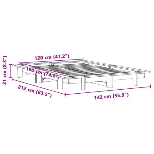 Sengeramme uden madras 120 x 190 cm i massivt fyrretræ