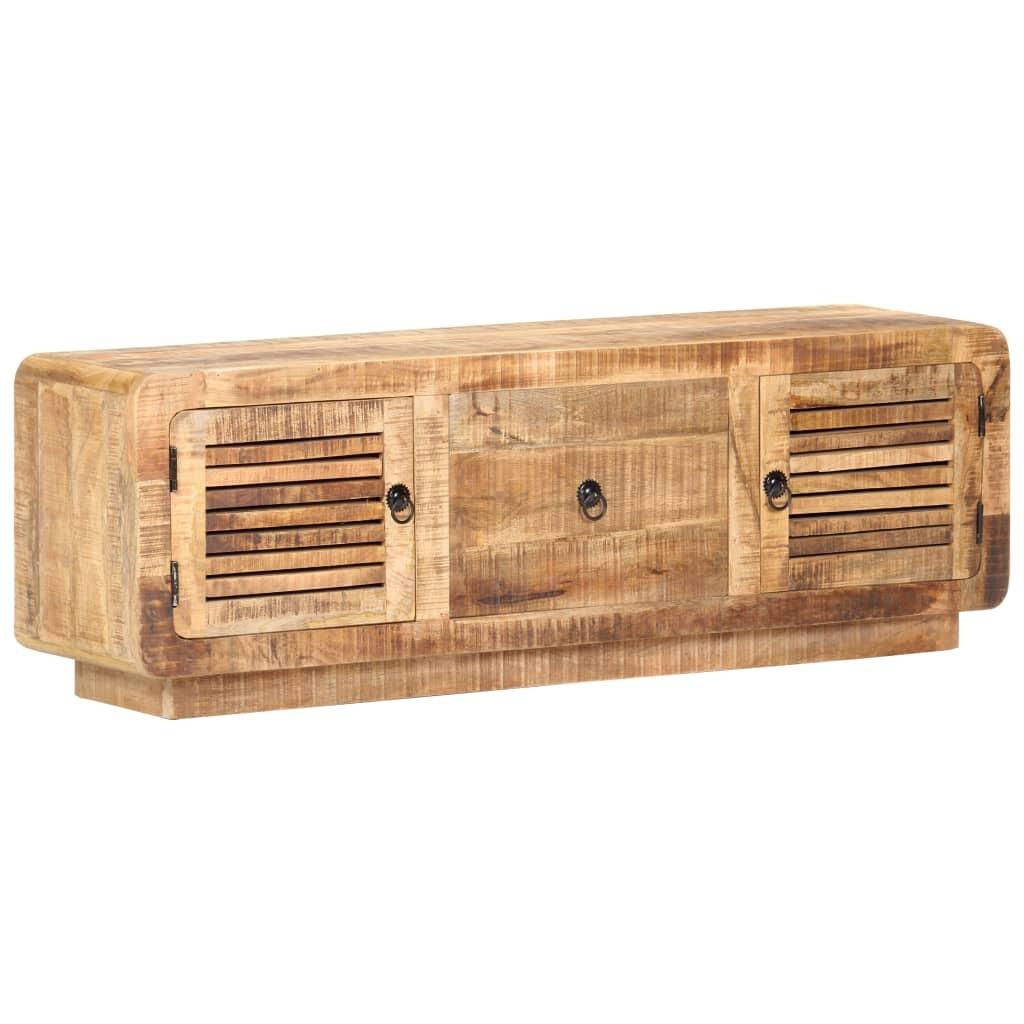 Tv-skab i ru mangotræ - 120 × 30 × 40 cm, 2 låger og 1 skuffe