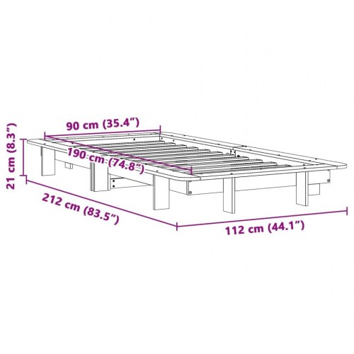 Sengeramme 90 x 190 cm i massivt fyrretræ - gyldenbrun