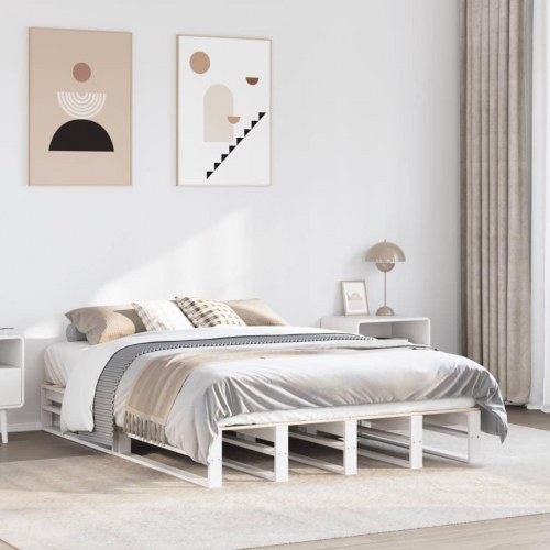 Sengeramme 140x200 cm i massivt fyrretræ - hvid