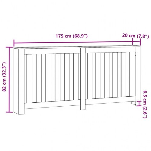 Radiatorskjuler 175 × 20 × 82 cm i konstrueret træ - betongrå