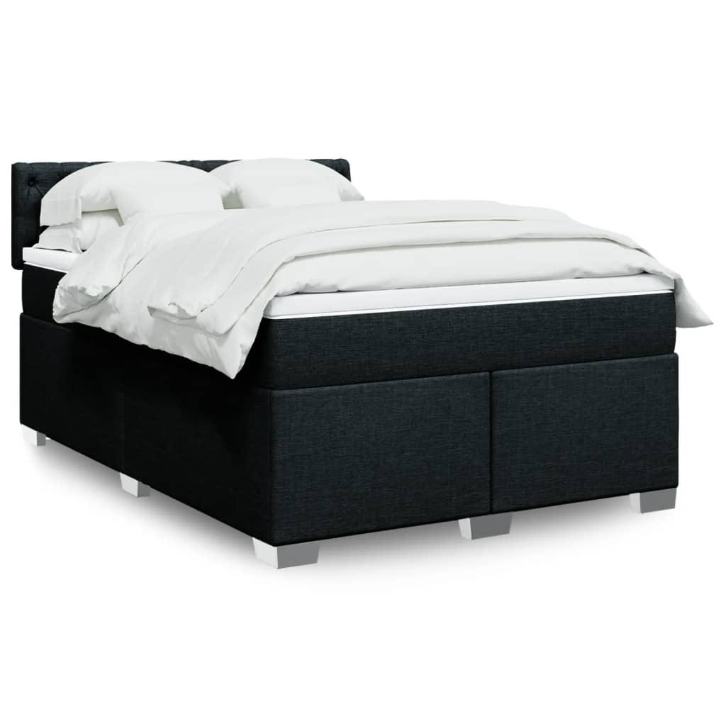 Kontinentalseng Med Madras Stof Sort - Med pynteknapper / 160 x 200 cm