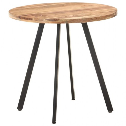 Rundt spisebord 80 cm i massivt akacietræ - industrielt design