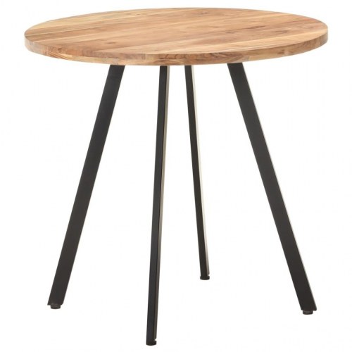 Rundt spisebord 80 cm i massivt akacietræ - industrielt design
