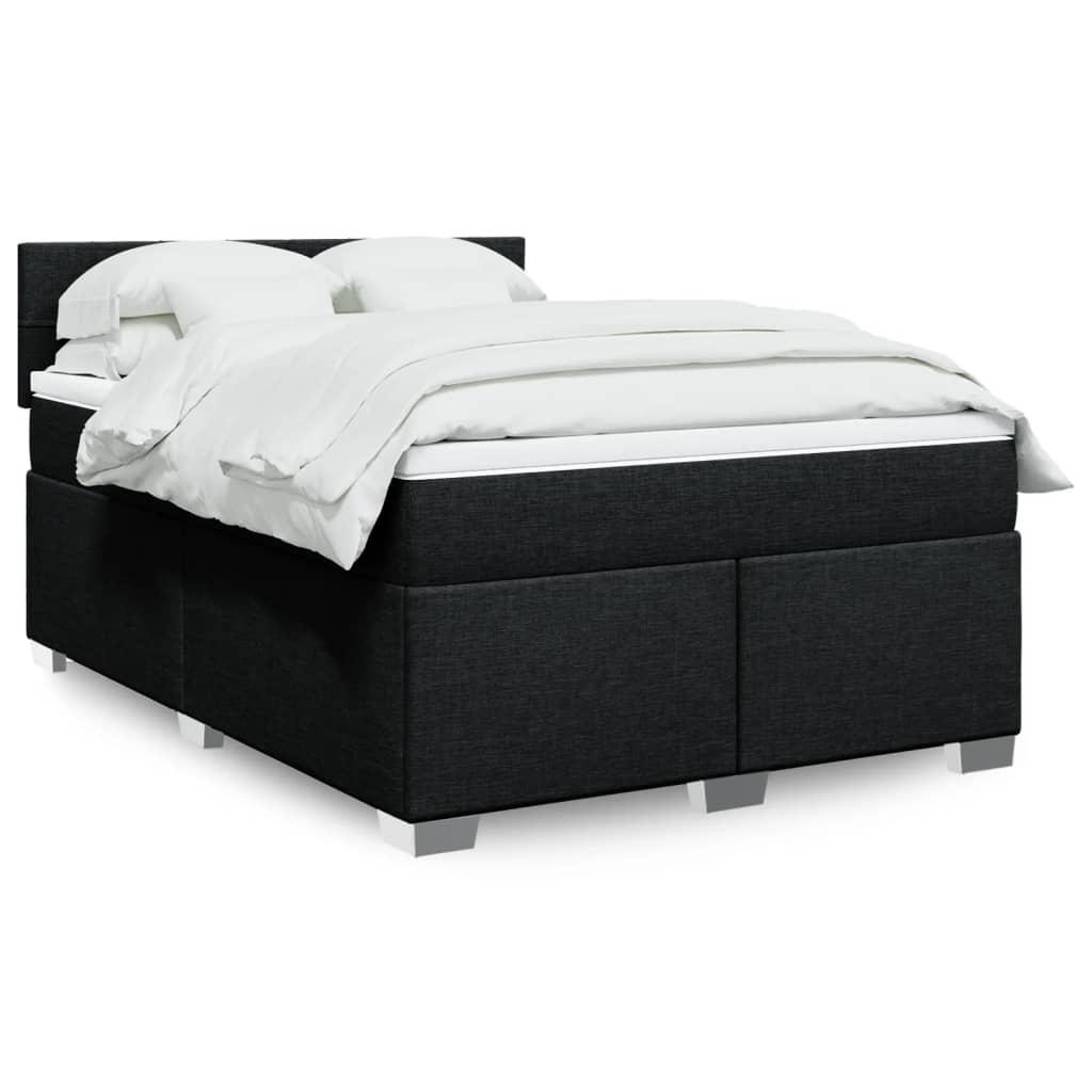 Kontinentalseng med madras og topmadras 160×200 cm - stof, sort