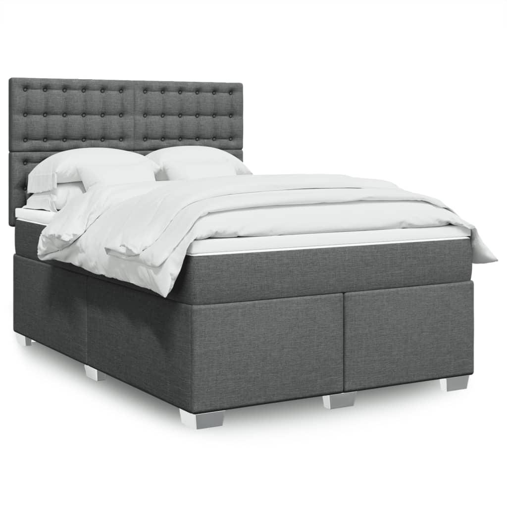 Kontinentalseng med madras og topmadras 160×200 cm - stof, mørkegrå