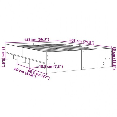 Sengestel 140 x 200 cm med opbevaringsrum - hvid