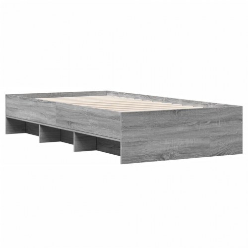 Sengeramme 100 x 200 cm med lamelbund - grå sonoma-eg