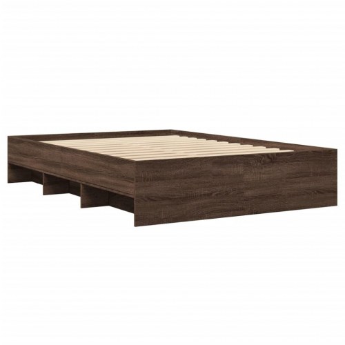 Sengeramme 140 x 190 cm med opbevaring - brun eg