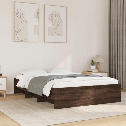 Sengeramme 140 x 190 cm med opbevaring - brun eg
