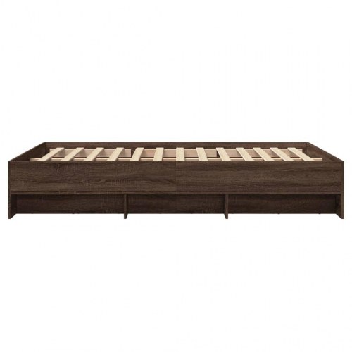 Sengeramme 140 x 190 cm med opbevaring - brun eg