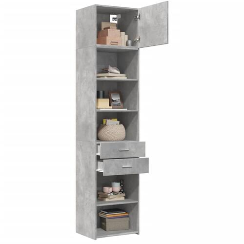Skab 50x42,5x225 cm smalt konstrueret træ betongrå