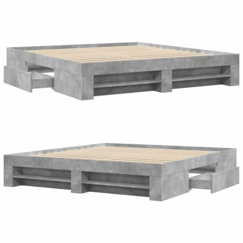 Sengestel 200 x 200 cm med opbevaring - betongrå