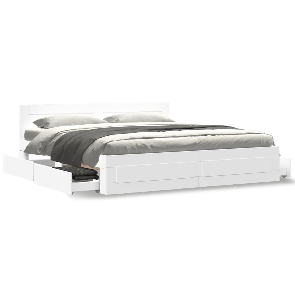 Sengeramme med hovedgærde uden madras Hvid 200x200 cm
