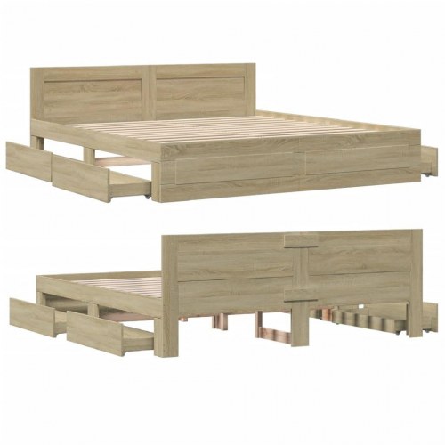 Sengeramme med sengegavl 180 x 200 cm - sonoma-eg