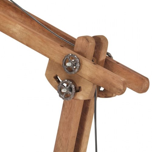 Gulvlampe E27 massivt mangotræ sølvfarvet