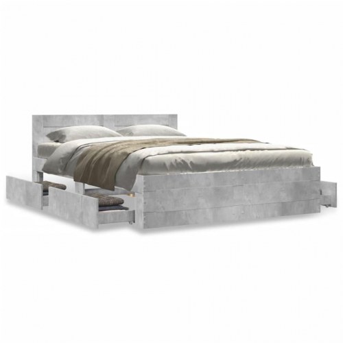 Sengeramme med sengegavl 120 x 190 cm - betongrå
