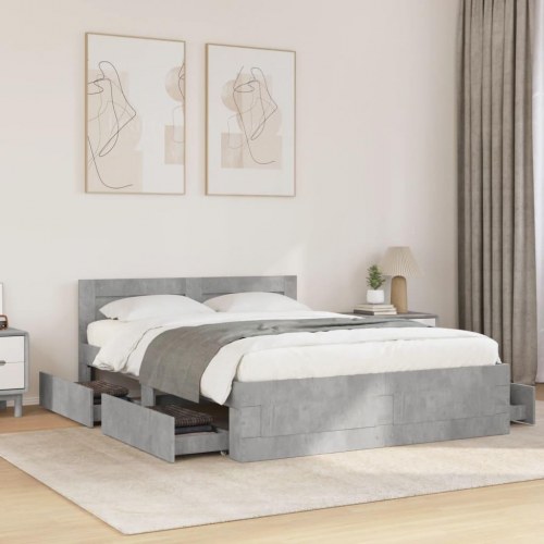 Sengeramme med sengegavl 120 x 190 cm - betongrå