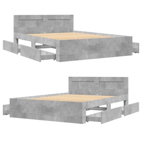 Sengeramme med sengegavl 120 x 190 cm - betongrå