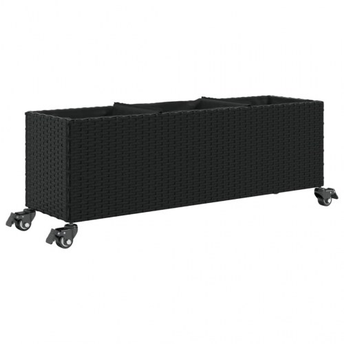 Plantekasser 2 stk. med hjul 107x32x38 cm polyrattan sort