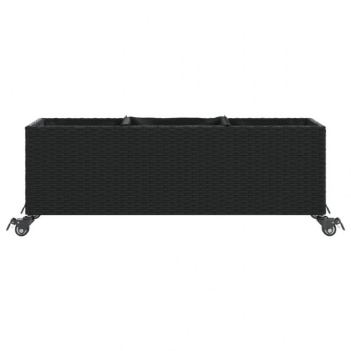 Plantekasser 2 stk. med hjul 107x32x38 cm polyrattan sort