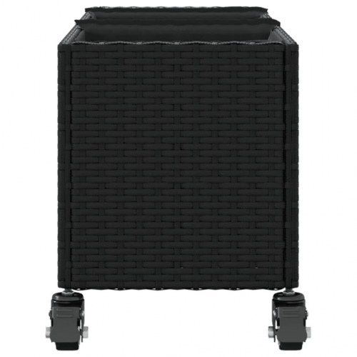 Plantekasser 2 stk. med hjul 107x32x38 cm polyrattan sort