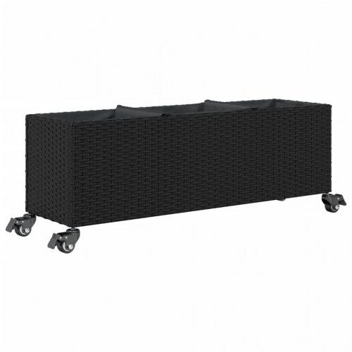 Plantekasser 2 stk. med hjul 107x32x38 cm polyrattan sort