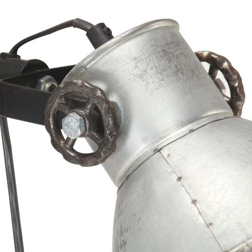 Gulvlampe med 2 lampeskærme E27 støbejern sølvfarvet