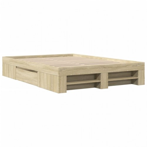Sengeramme 140 x 190 cm uden madras med opbevaring - sonoma-eg