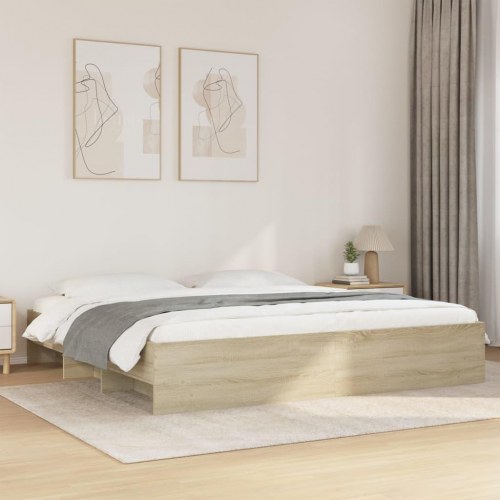 Sengestel uden madras 180 x 200 cm med opbevaring - sonoma-eg