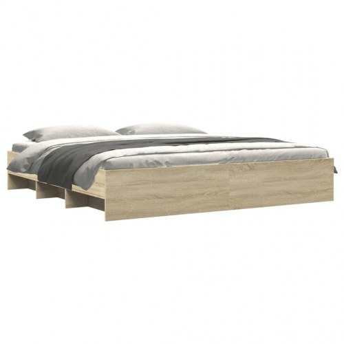 Sengestel uden madras 180 x 200 cm med opbevaring - sonoma-eg