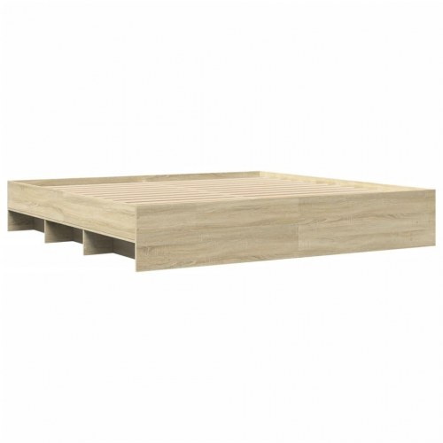 Sengestel uden madras 180 x 200 cm med opbevaring - sonoma-eg