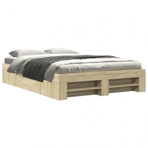 Sengeramme 140 x 200 cm uden madras med opbevaring - sonoma-eg