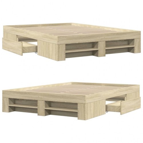 Sengeramme 140 x 200 cm uden madras med opbevaring - sonoma-eg