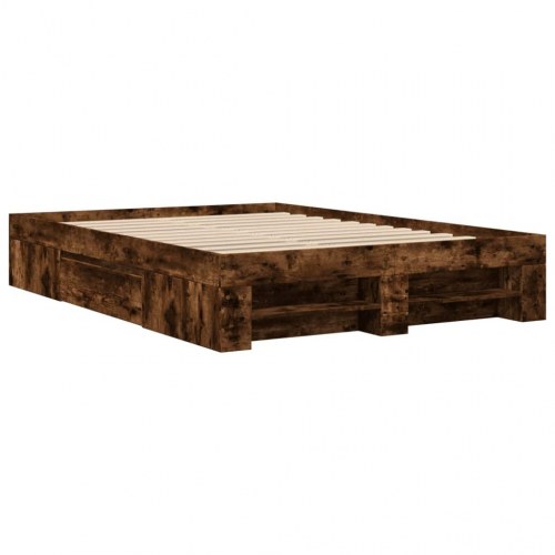 Sengeramme 140 x 190 cm med opbevaring - røget eg